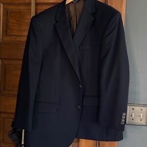 Joseph & Feiss Gold Men 46 short Premium navy blue Suit Blazer Jacket 100% Wool